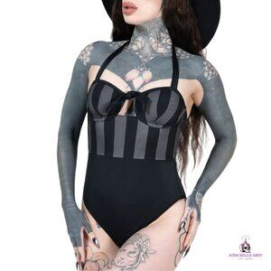 NWT Killstar Shadow Stripe Swimsuit MD